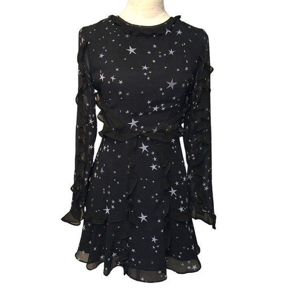 NWT Fame and Partners Kye Night Sky Star Print Ruffle Open Back Mini Dress 2 - Picture 15 of 15